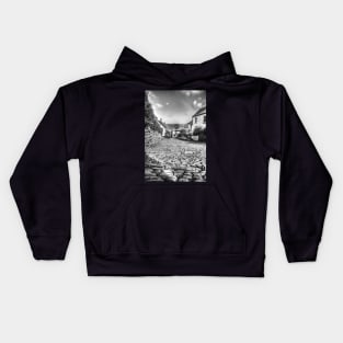 Clovelly, Downhill, Black And White Kids Hoodie